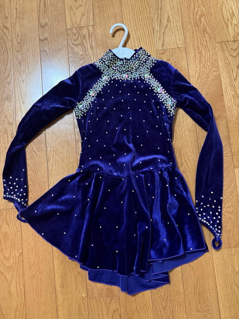 Embellished Deep Purple Velvet Figure Skating Dress XS